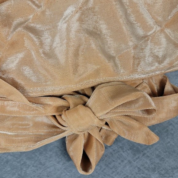 Wrapped Blouse Crop Top w Puff sleeves shimmery Blouse Cocktail - Picture 10 of 12